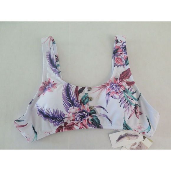 Jessica Simpson Size Medium White Multi Floral Button 2-Piece Swimsuit $109 - Picture 8 of 10